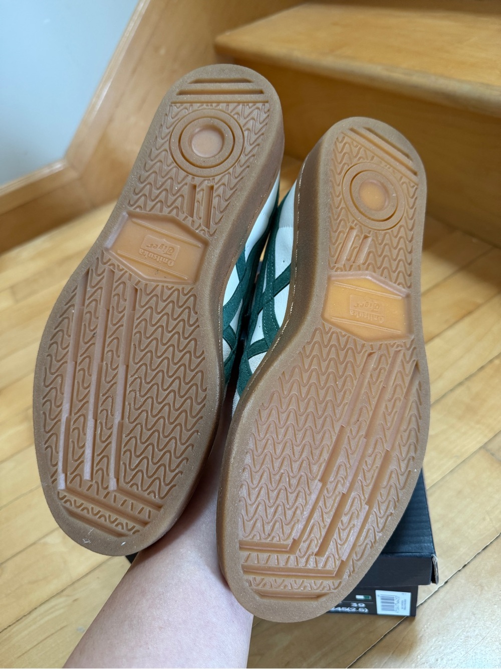 Onitsuka Tiger GSM Cream & Green Leather Sneakers - Picture 4 of 5